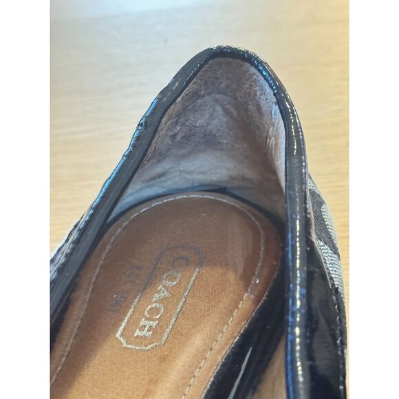 Coach Black & White Signature Canvas & Patent Leather Loafers Pauleen 7 B A0236 - Picture 9 of 11